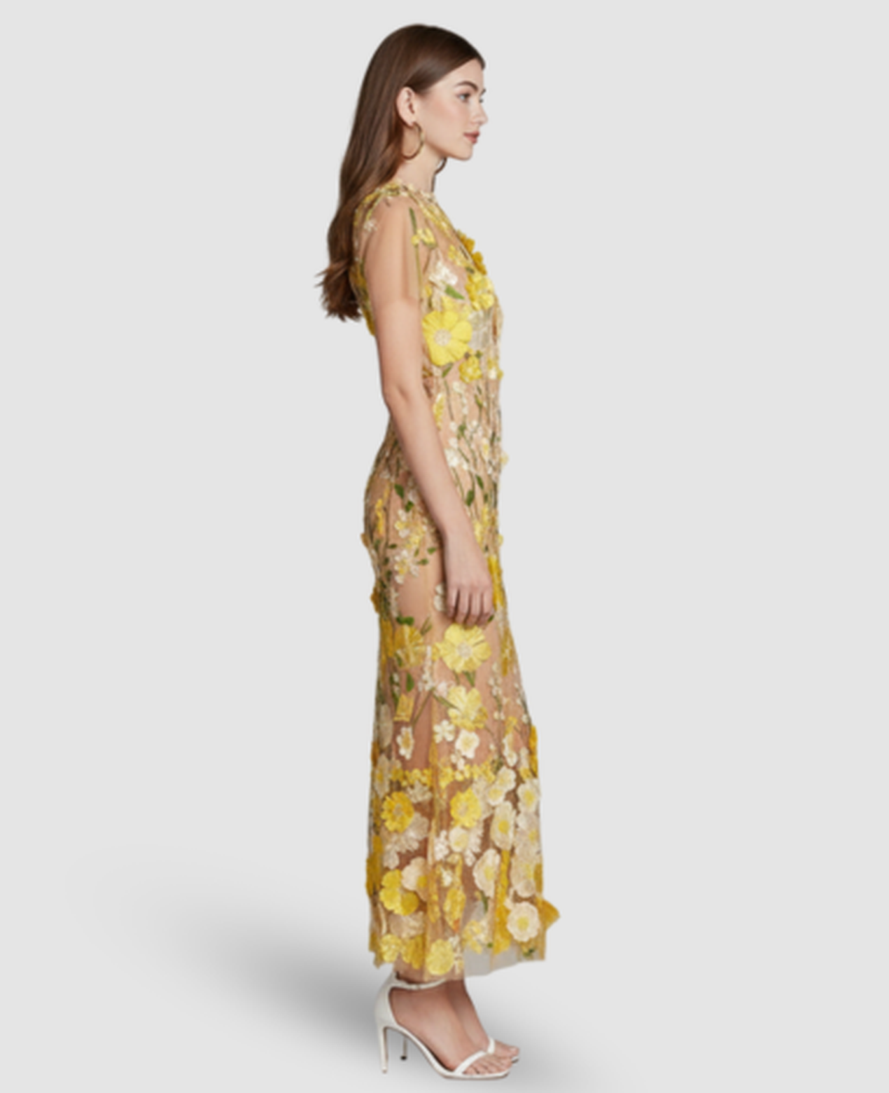 Floral Embroidered Evening Gown Women – Mermaid Silhouette & Sheer Sleeves, Formal Gala Elegant