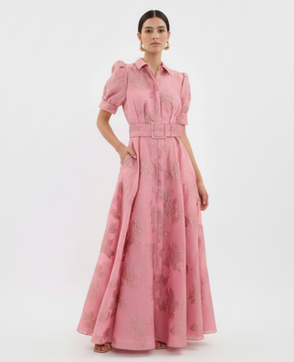 Floral A-Line Maxi Dress Women – Textured Fabric & Belted Waist, Summer Wedding Guest Canada