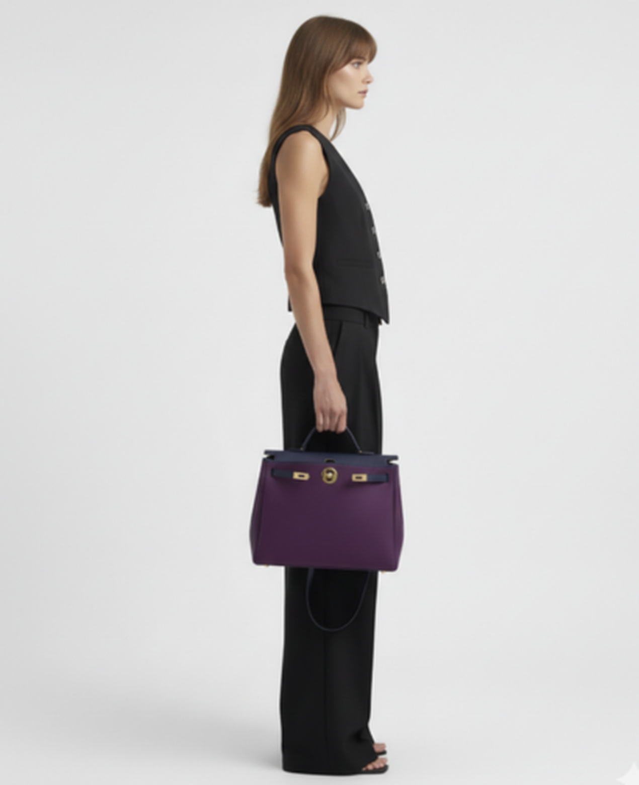 Two-Piece Suit Women – Sleeveless Vest & High-Waist Wide-Leg Trousers, Smart Office Chic