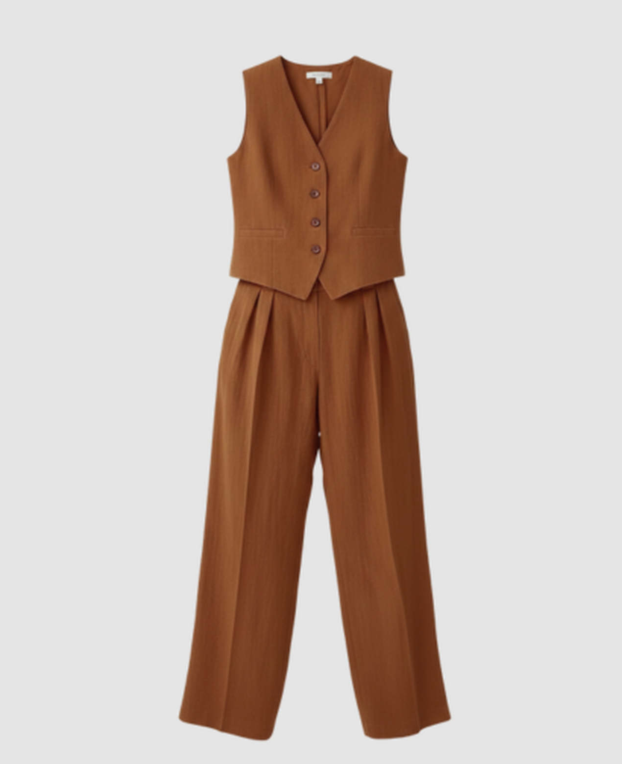 Two-Piece Suit Women – Sleeveless Vest & High-Waist Wide-Leg Trousers, Smart Office Chic