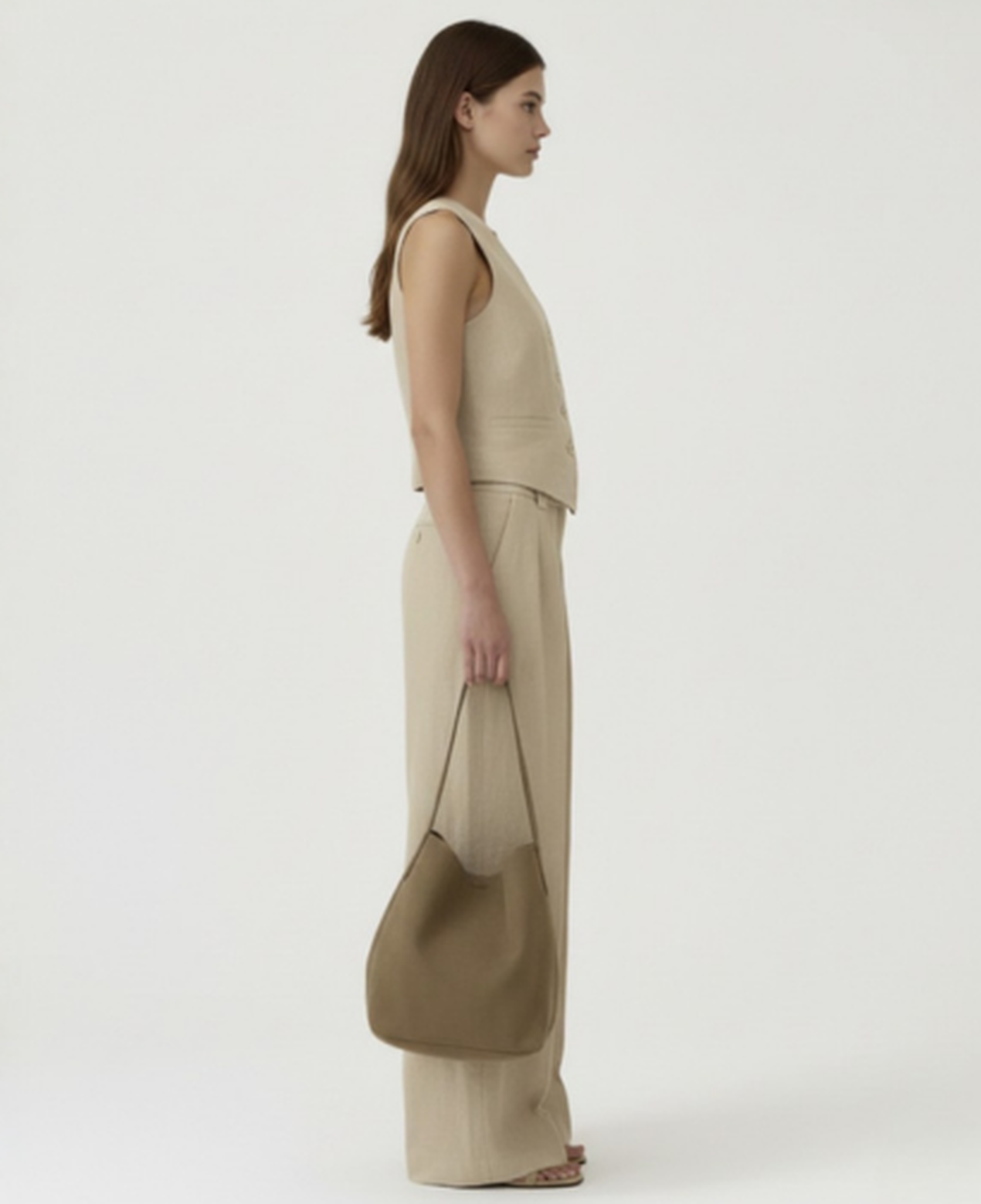 Two-Piece Suit Women – Sleeveless Vest & High-Waist Wide-Leg Trousers, Smart Office Chic
