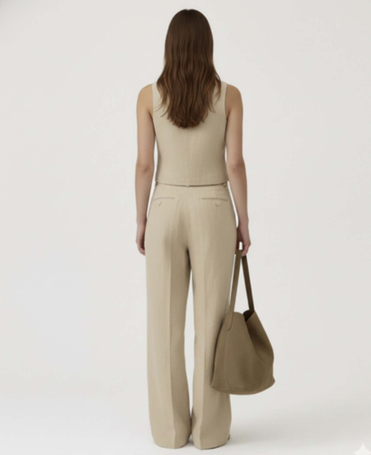 Two-Piece Suit Women – Sleeveless Vest & High-Waist Wide-Leg Trousers, Smart Office Chic