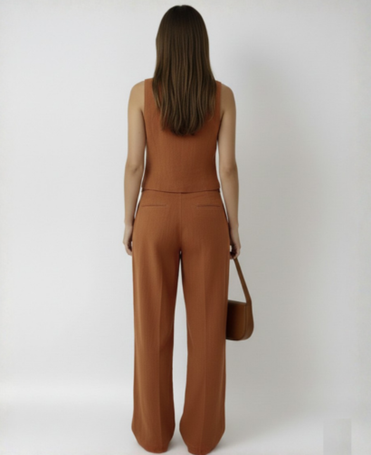 Two-Piece Suit Women – Sleeveless Vest & High-Waist Wide-Leg Trousers, Smart Office Chic