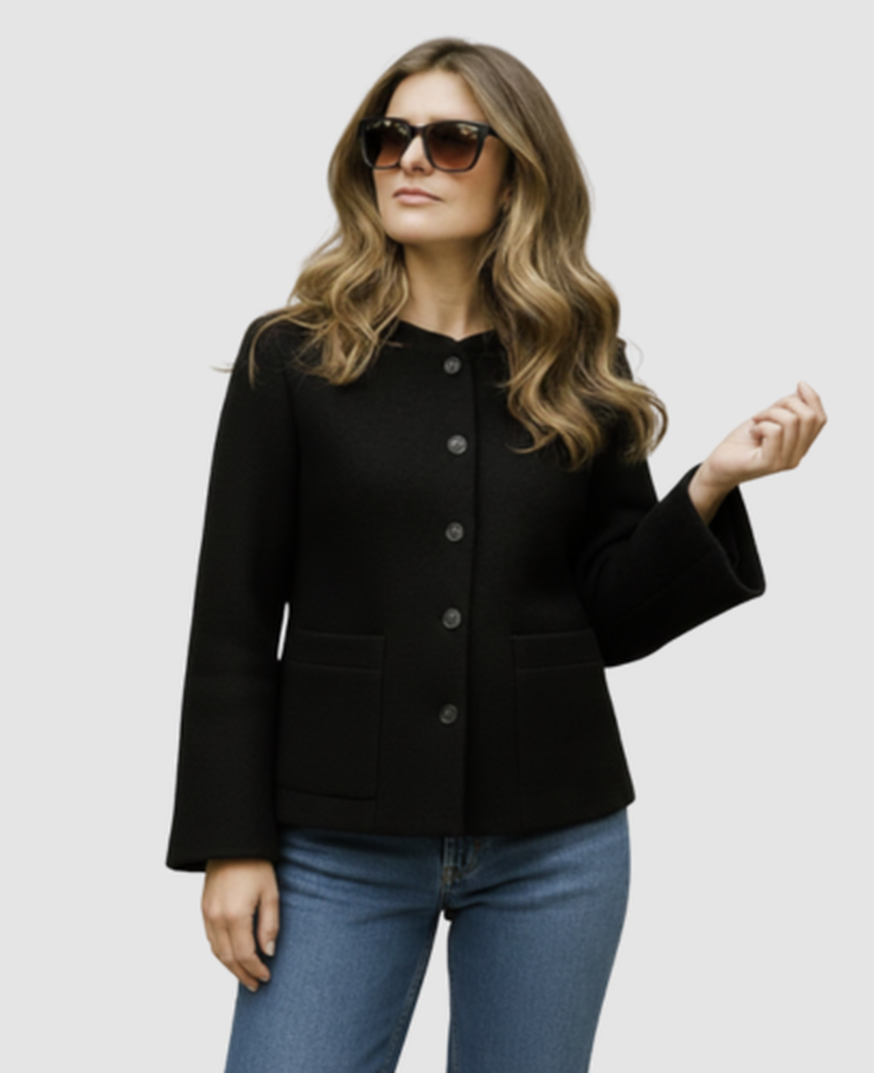 Button-Down Cardigan Jacket Women – Lightweight Knit & Straight-Cut Blazer, Smart Casual Chic