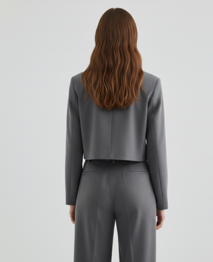 Cargo Two-Piece Set Women – Cropped Jacket & Pleated Wide-Leg Trousers, City Chic Utility