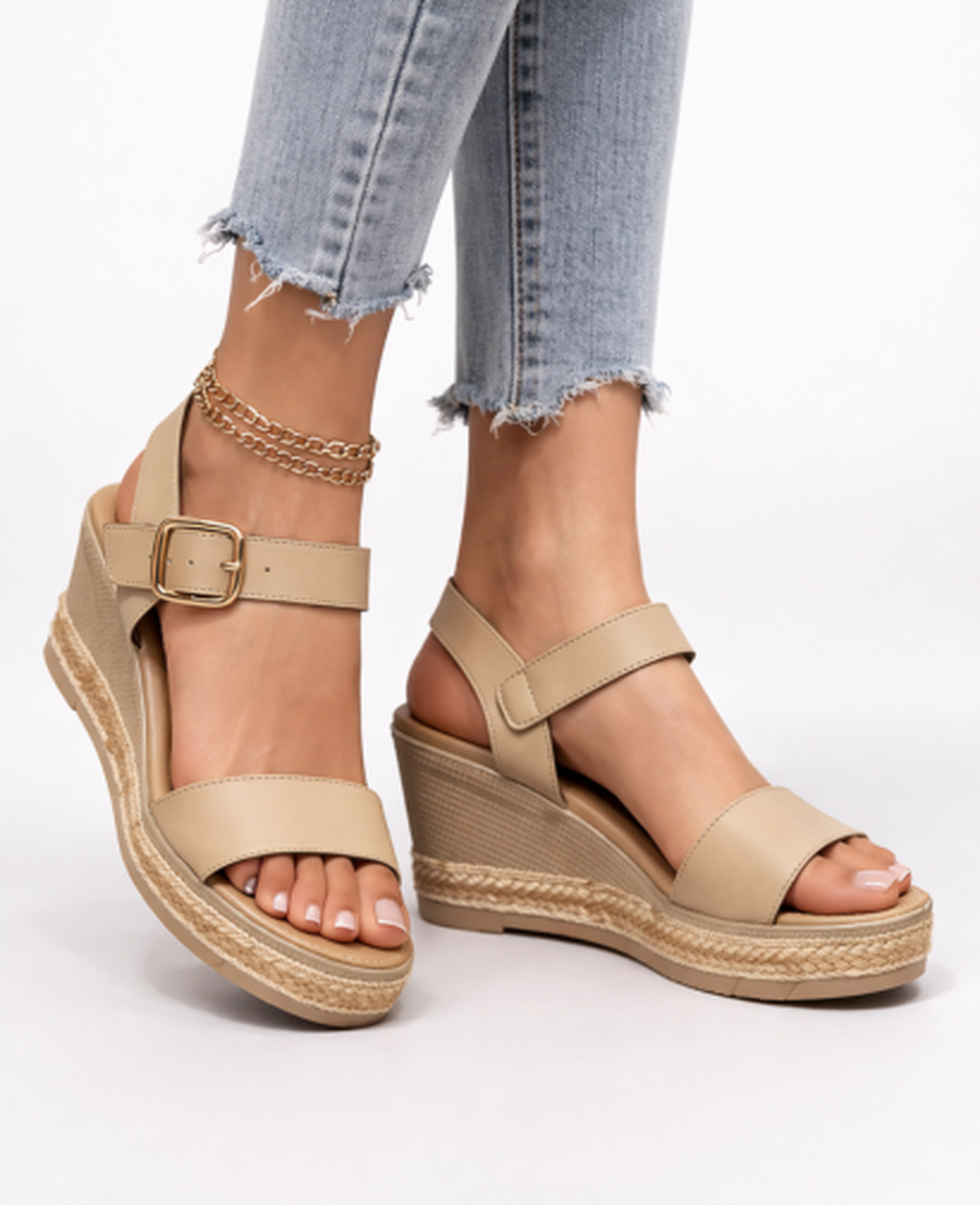 Espadrille Wedge Sandals Women – Adjustable Ankle Strap & Textured Platform, Patio Season Canada