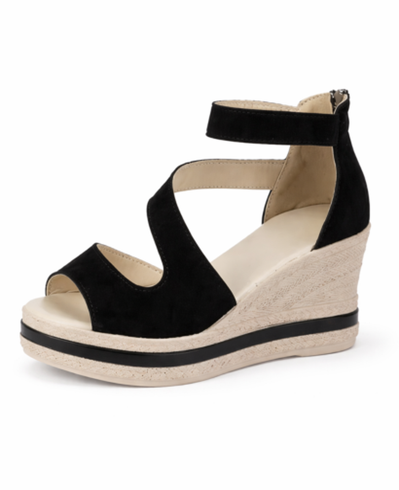 Cut-Out Wedge Sandals Women – Adjustable Ankle Strap & Sculpted Platform, Patio Season & Vacation