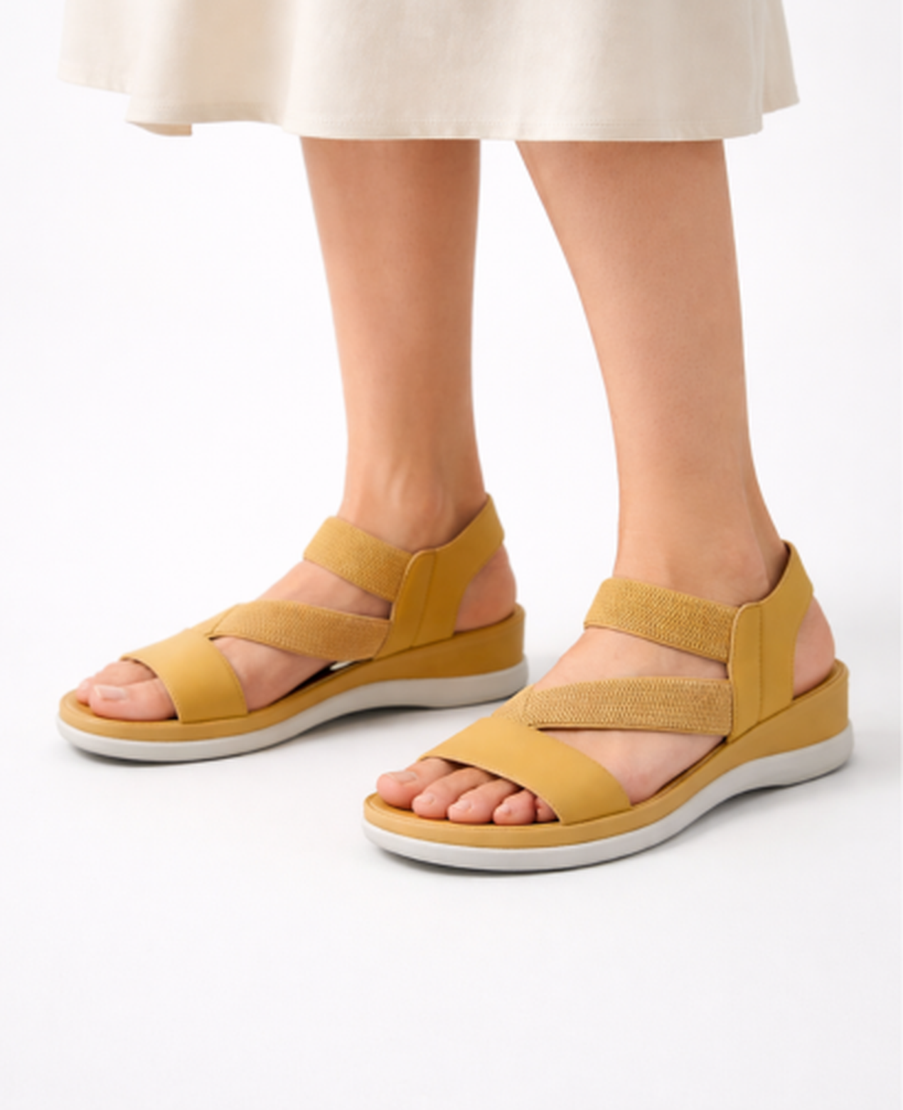 Criss-Cross Wedge Sandals Women – Thick Sole & Adjustable Back Strap, Patio Season Summer Comfort