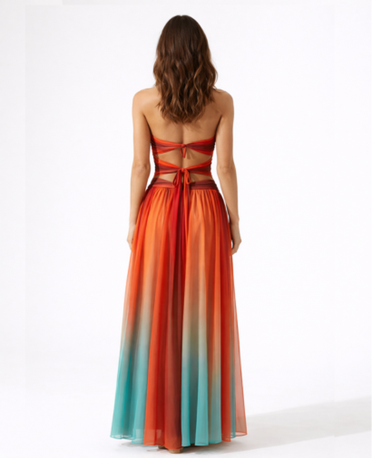 Strapless Maxi Dress Women – Draped Bodice & Waist Cut-Out, Summer Wedding Guest Evening