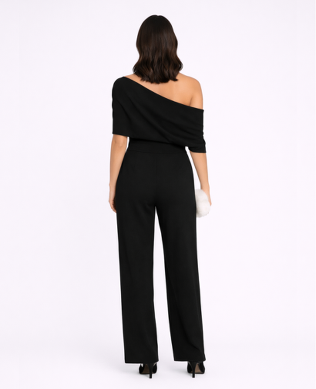 One-Shoulder Wide-Leg Jumpsuit Women – Asymmetric Neckline & Defined Waist, Wedding Guest Evening Elegant