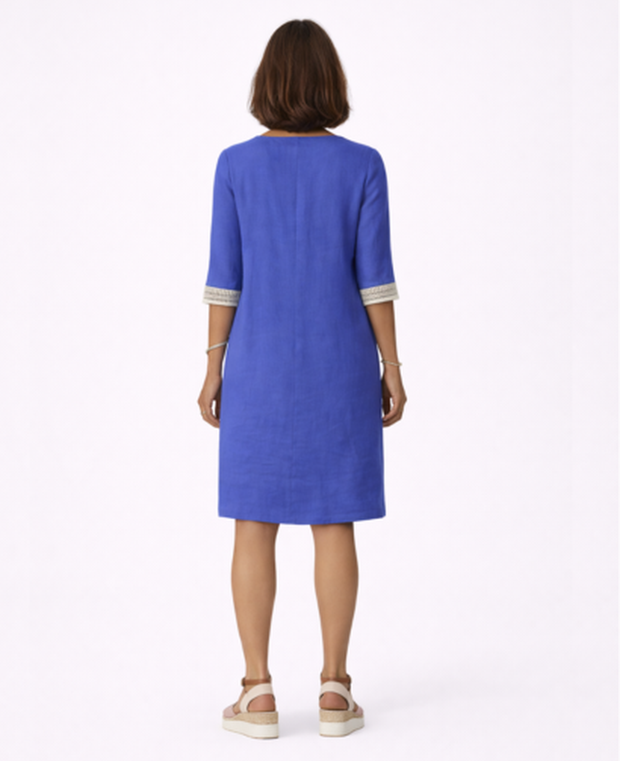 Embroidered Boho Dress Women – Deep V-Neck & Contrast Sleeves, Summer Wedding Cottage