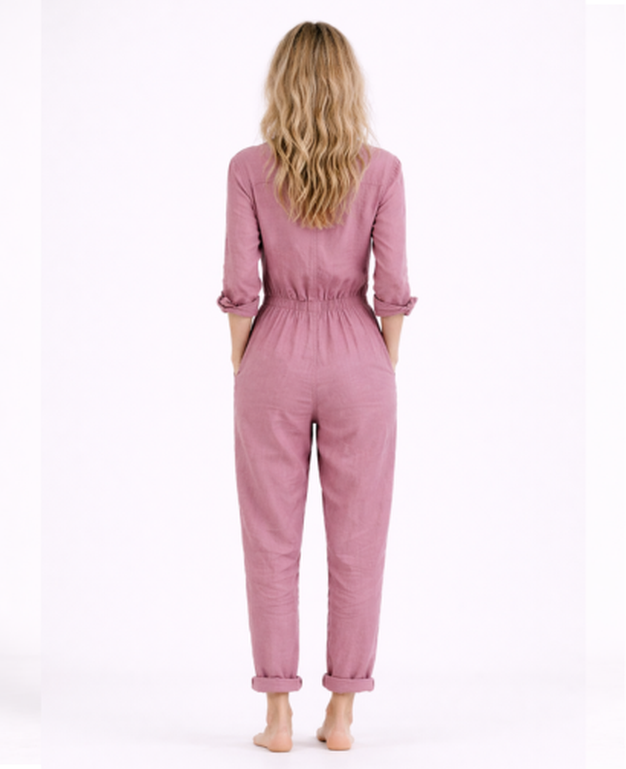 Linen Jumpsuit Women – Lightweight Button-Up & Shirt Collar, Casual Chic Summer
